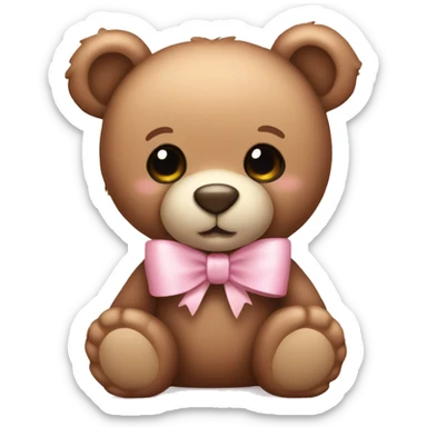 Teddy bear with light pink bow  sticker
