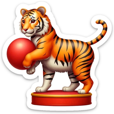 Vintage circus tiger on ball sticker