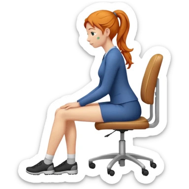 ginger woman with bad posture on chair from the side - even worse posture sticker
