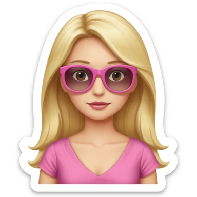 dior women with long blonde hair wear sun glasses, pink dress sticker