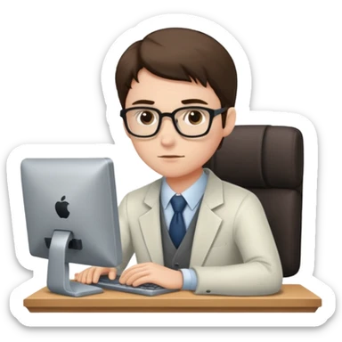 profesor joven usando una computadora  sticker