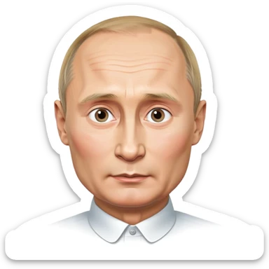 photorealistic emoji style portrait of Vladimir Putin, round face, lifelike facial features, clean background sticker