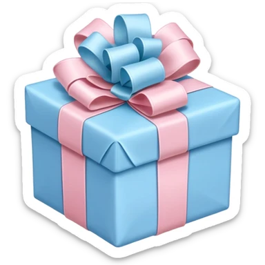 Baby blue and light pink present sticker