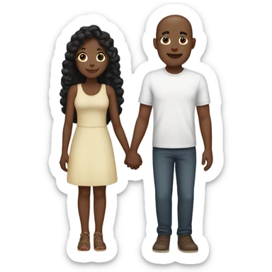 Interracial couple holding hands sticker