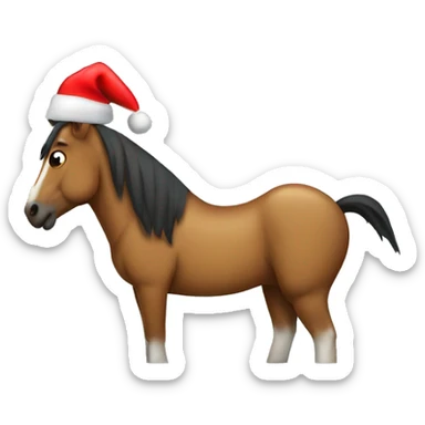 Horse with Santa hat sticker