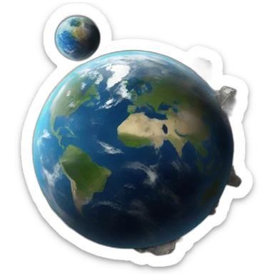 Earth surrounded by a ring of debris from the moon after it was hit by a meteor sticker