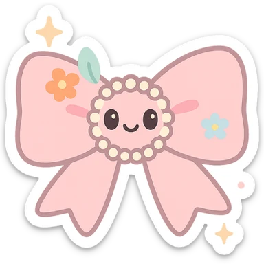 coquette bow with pearls and floral touches, elegant and girly, soft lighting sticker