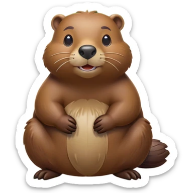 cinematic-beaver-realistic-full-body-on-all-fours-emoji,-plump-and-relaxed-body-soaking-in-the-warm-sun,-short-brown-fur-slightly-ruffled,-head-tilted-dramatically,-calm-expressive-eyes-exuding-serene-wisdom,-simplified-yet-realistic head tilted confidently staring at the camera in a comical way sticker