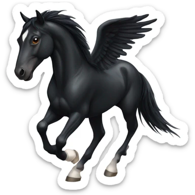 black horse with wings and  long tail running  sticker