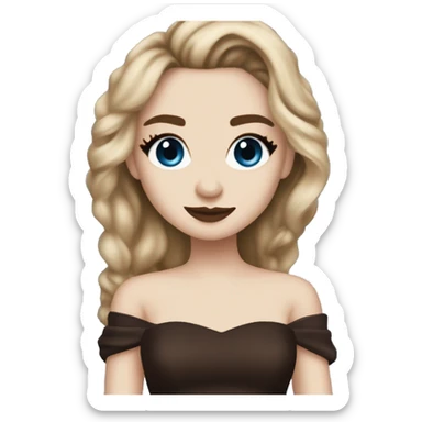 sabrina carpenter with a strapless dark blue dress with an espresso in hand sticker