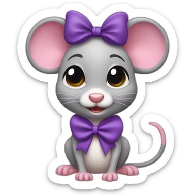 Cherie Mouse jerry with purple bow hair band sticker