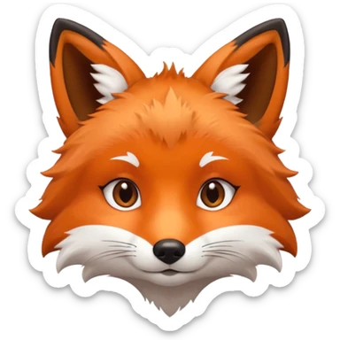 cute fox only face colors of an animal emoji, not a person, meaning only one color for the eyes sticker