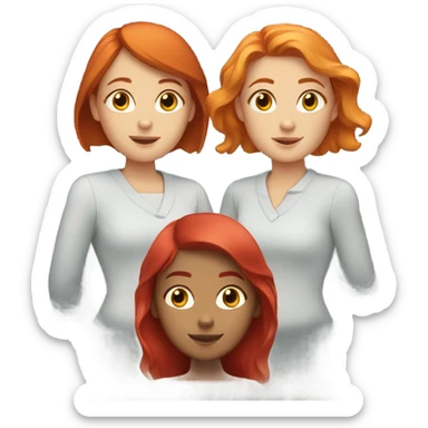 3 girls teamwork give them red hair sticker