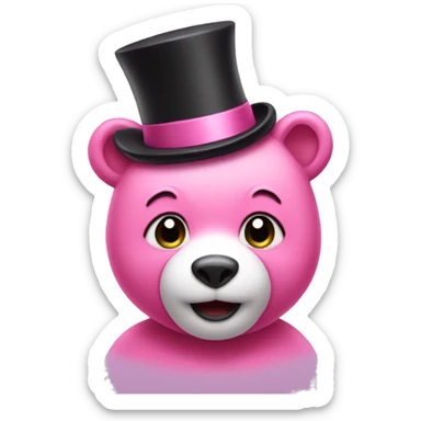 Pink bear with a top hat  sticker