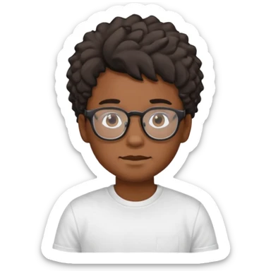 a black boy with a ondulado hair and a white t shirt and lentes  sticker