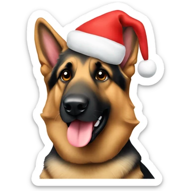 german shepherd with christmas hat sticker