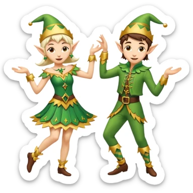 group of male and female dancing elves sticker