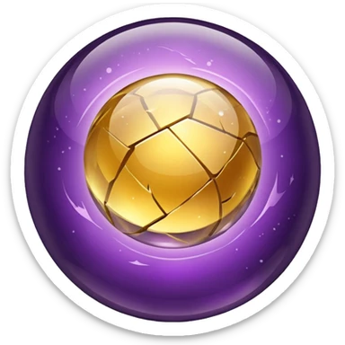 Floating glowing gold-cracked amethyst crystal smooth glossy shiny ball sphere floating in the air  sticker