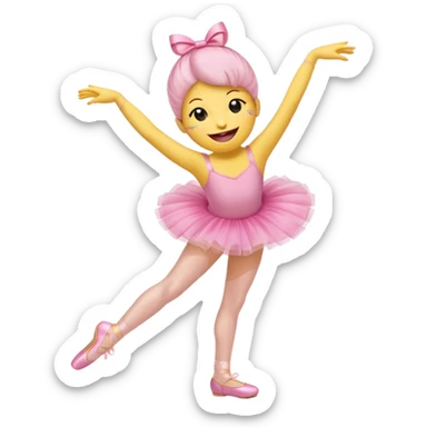 Smiley face emoji laughing with a tutu attached and legs and point shoes sticker