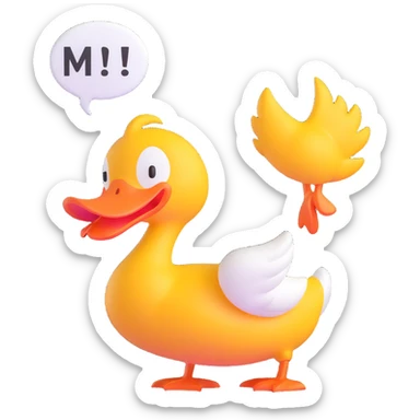 A cartoon-style duck with its beak open, inside a speech bubble it shouts “WAK!” in bold comic-style letters. Fun and expressive, white background sticker