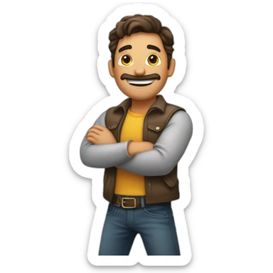 hombre festejando estirando los brazos hacia arriba feliz sticker