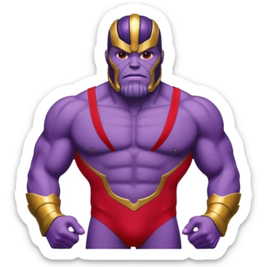 Thanos from Marvel in a bright RED swimsuit sticker