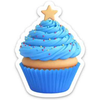 cupcake with blue icing and star sprinkles sticker