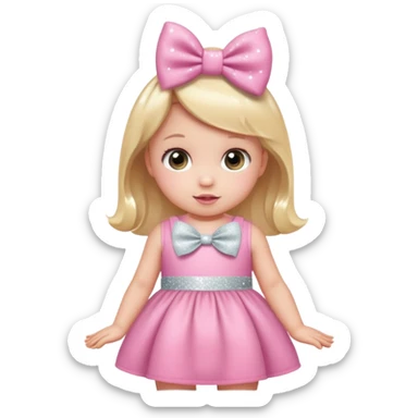 baby Pink also white bow with sparkles  sticker