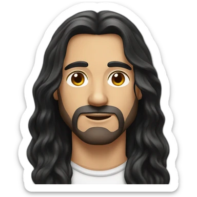 German man with long black hair and highlights sticker