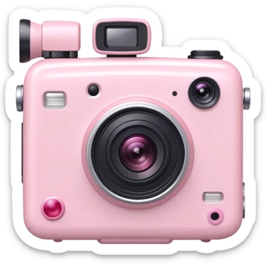 Kawaii light pink video camera with cute face sticker