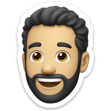  laughing man, with short black hair, very short beard, sticker