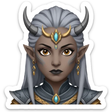 ESO female daedra, lashes and earrings, gray skin, warrior sticker