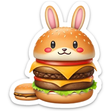 Conejo comiendo hamburguesas  sticker