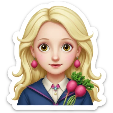 Luna lovegood with radish earrings  sticker