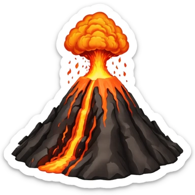 an erupting volcano with lava sticker