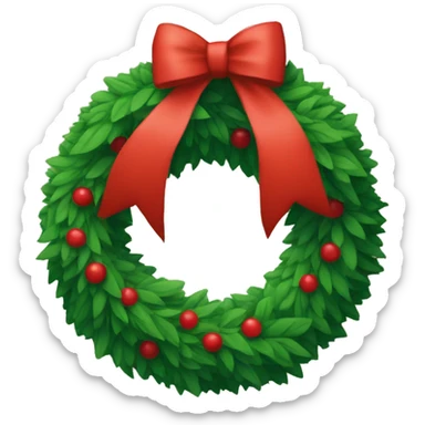 Wreath with no ornaments and a red bow sticker