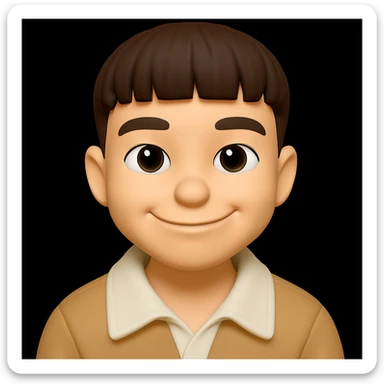 Make the face not sad, thin, with a confident expression in 3d-emoji style sticker