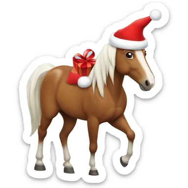 Horse with Santa hat sticker