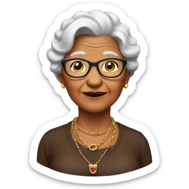 brown necklace wearing grandma sticker