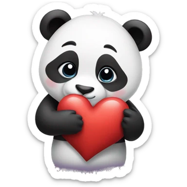 Panda holding a heart  sticker