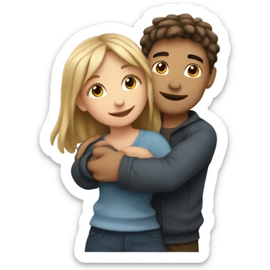 Girl hug a boy friend european bold sticker