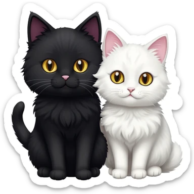 Black cat and white cat sticker