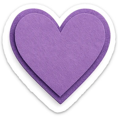 purple heart, layered paper, paper craft style, no text sticker