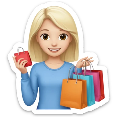 a white blonde teen girl going shopping sticker