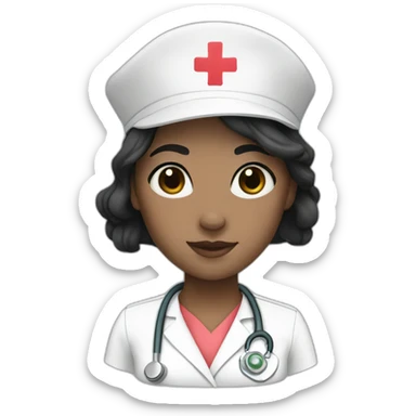 nurse white skin girl black hair sticker