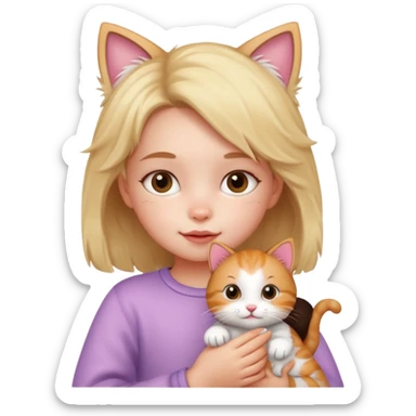 Little girl with a kitty sticker