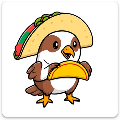 Mexican flag with eagle holding a taco instead of a snake sticker