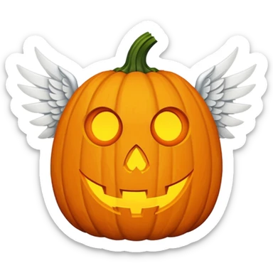 jack-o'-lantern with white wings and mystery symbols in the eyes. sticker