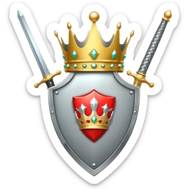 Powerful emoji with only sword, shield and crown sticker