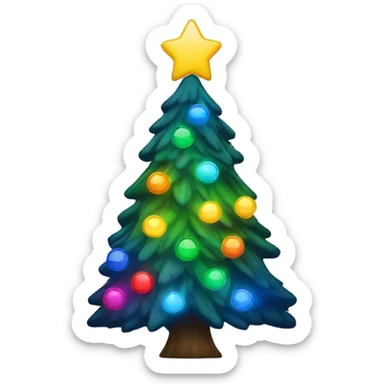 Rainbow lights on Christmas tree sticker